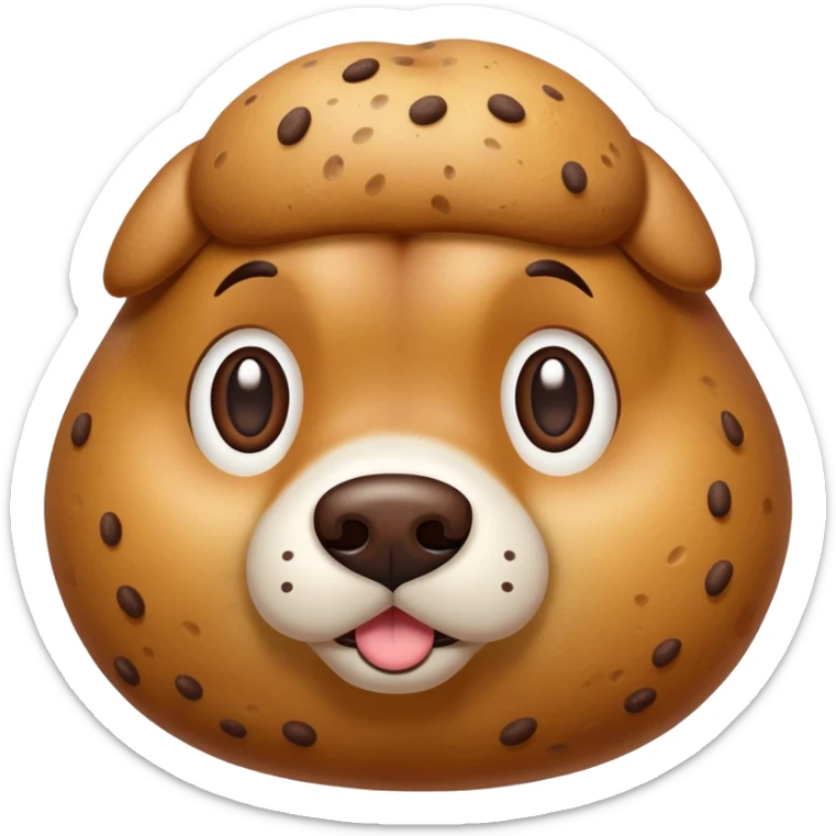 A cartoon dog emoji with a potato-like texture and brown speckles — looks like a “potato dog.” sticker