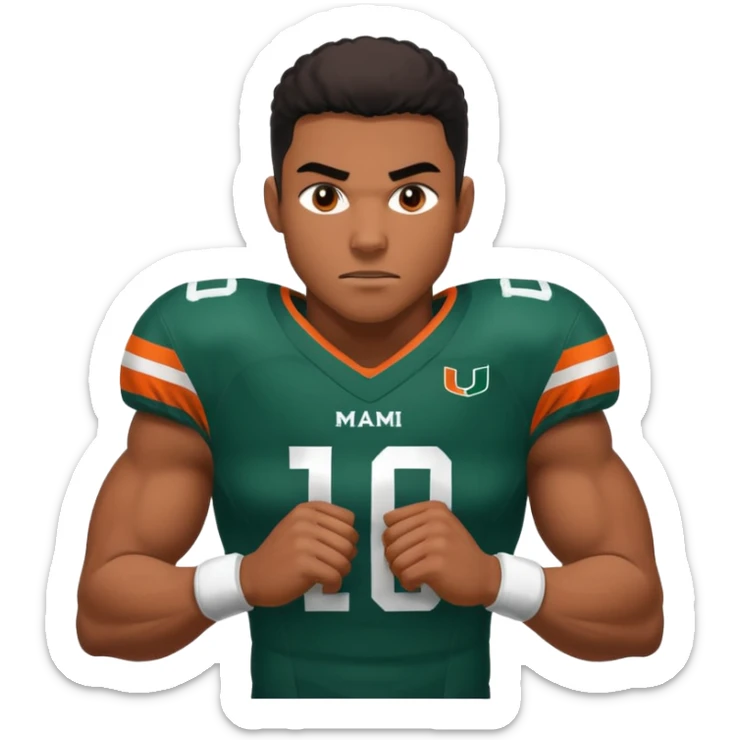 black football player for the university of miami wearing number 10 sticker