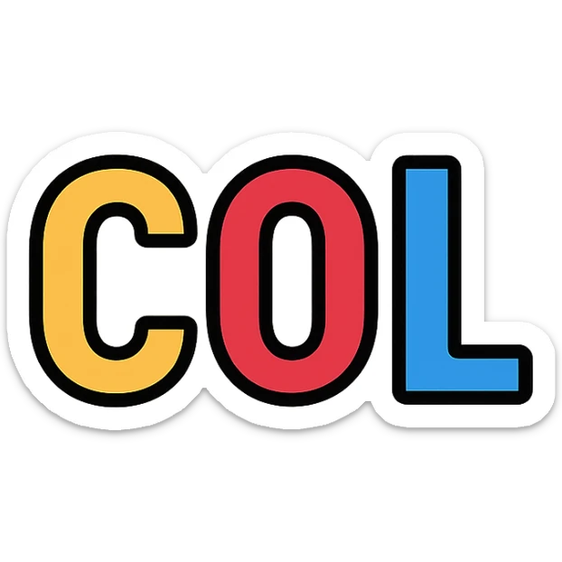 Col as a lineal color icon, clean outlines, touch of color, modern professional look sticker