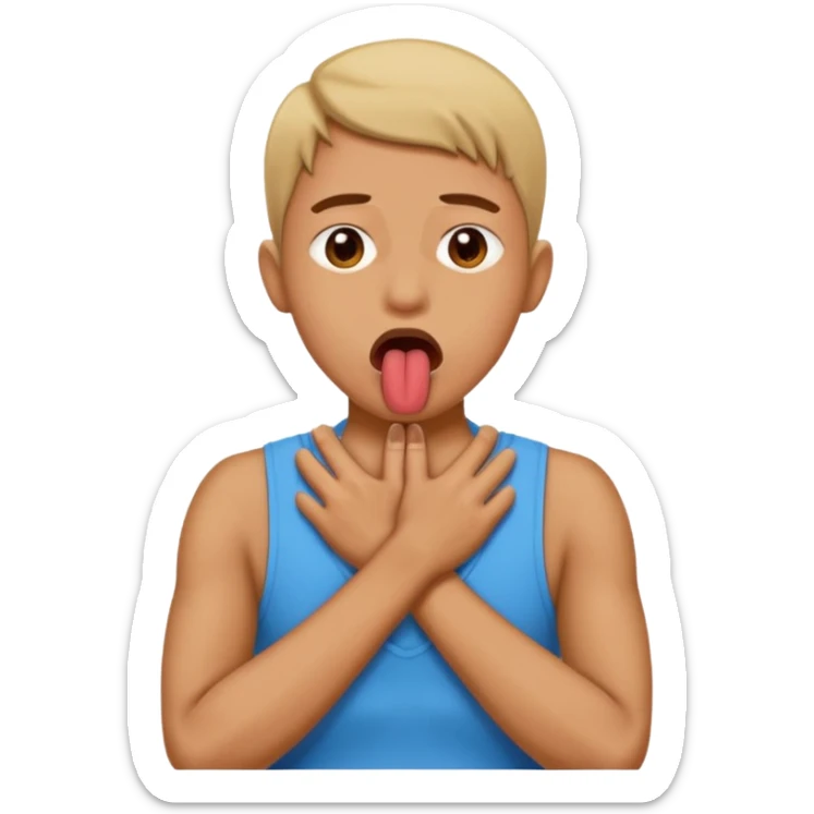 criss cross hands around throat choking self emoji tongue out sticker