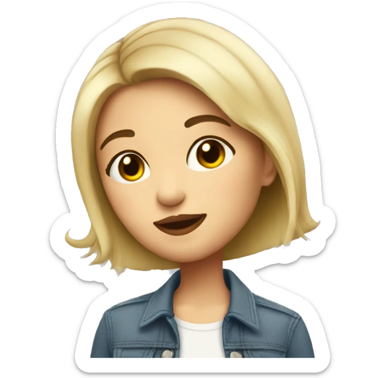 short haired brunette girl kissingwith long blonde hair sticker