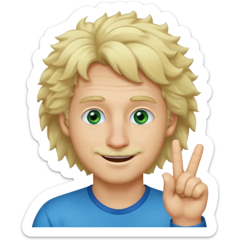 a emoji with two fingers in his nose, make him have a natural white skincolour and blonde hair, blue/green eyes, put the fingers in his nose, its a man and he needs two fingers IN his nose, make him have fluffy blonde hair, and its still not in his nose sticker