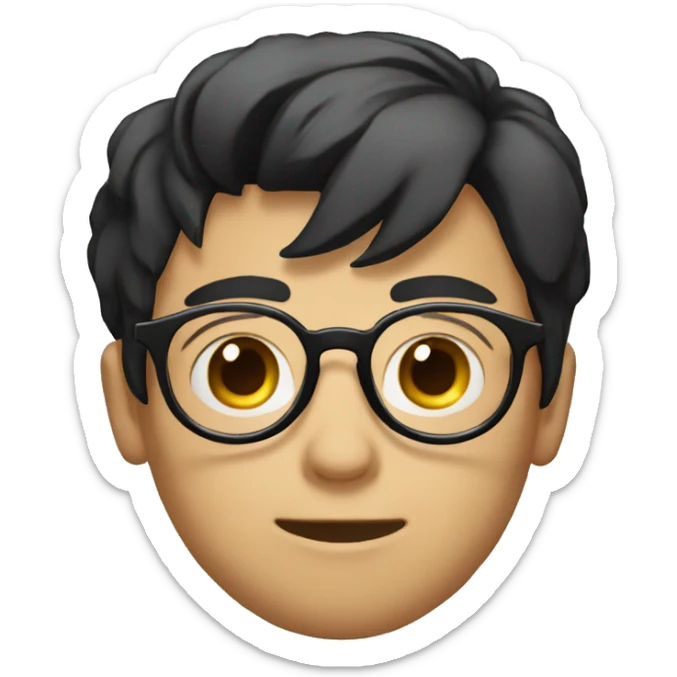emote boy with a black short untidy hair holding ciggarates wearing glasses sticker