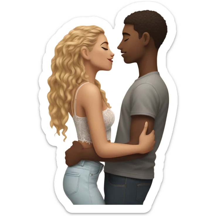 A girl wearing a Shakira lace up croc top and is kissing her boyfriend  sticker