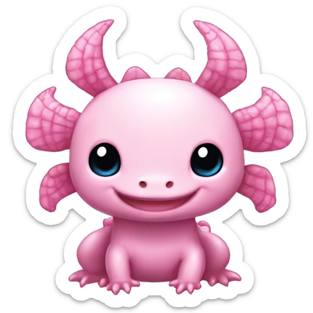 high detailed pink cute axolotl stitch chibi sanrio pokemon like chinese dragon sticker