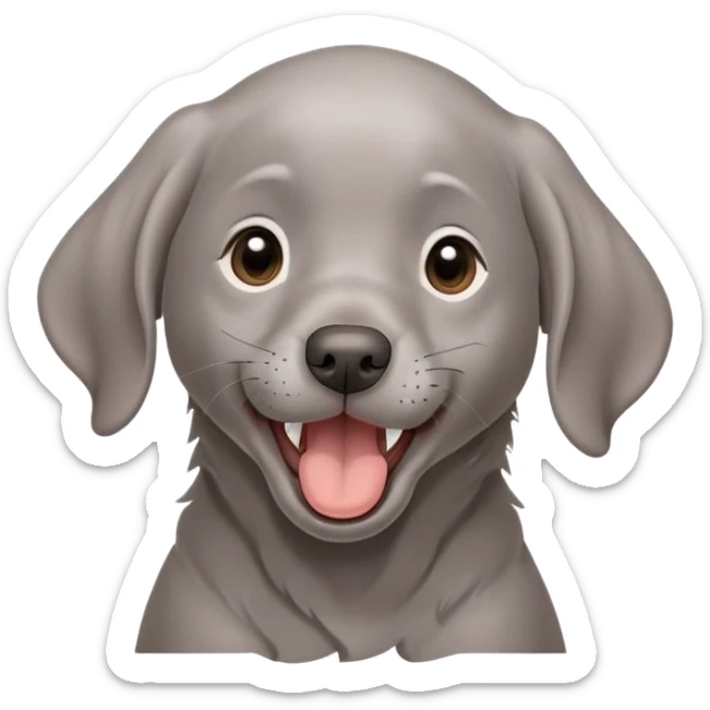 cinematic-cute-yawning-weimaraner puppy-portrait-emoji,-head-tilted-slightly-with-a-dramatic,-wide-open-yawn,-revealing-a-sleek grey fur-with-a-subtle-shimmer,-floppy-ears-slightly-drooping,-round-brown-eyes-barely-open-in-drowsy sticker