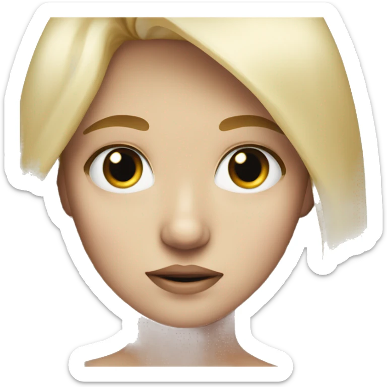 A blonde girl with white skin and amber eyes and she upset sticker