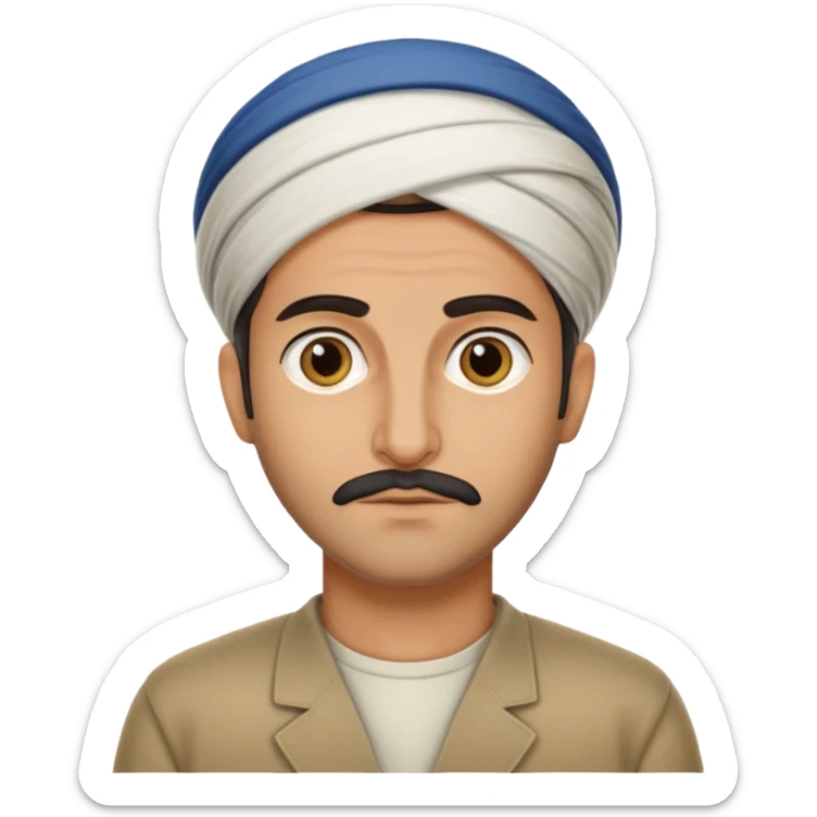 Portrait of a male Iranian civilian with a neutral expression 1980 sticker