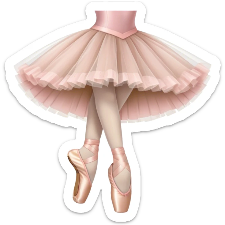 Humanless emoji for Ballet: close-up of key ballet attributes like a pair of pointe shoes, a tutu, and a ballet barre. The icon should capture the elegance and precision of ballet, with a focus on these iconic elements. Transparent background. sticker