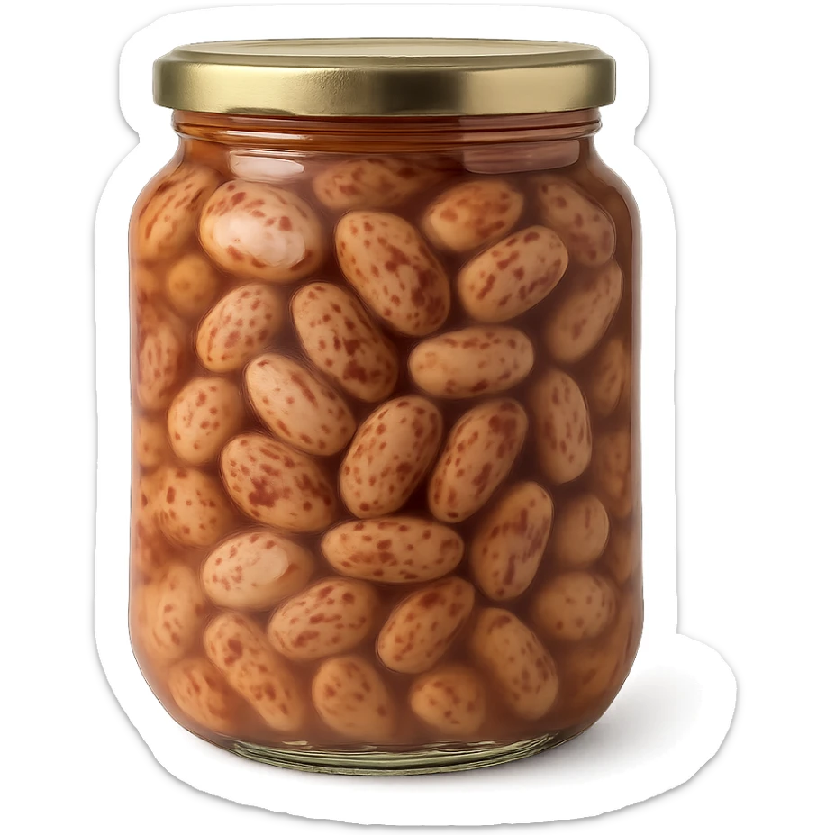 Realistic style jar of canned borlotti beans, natural details, no background. sticker