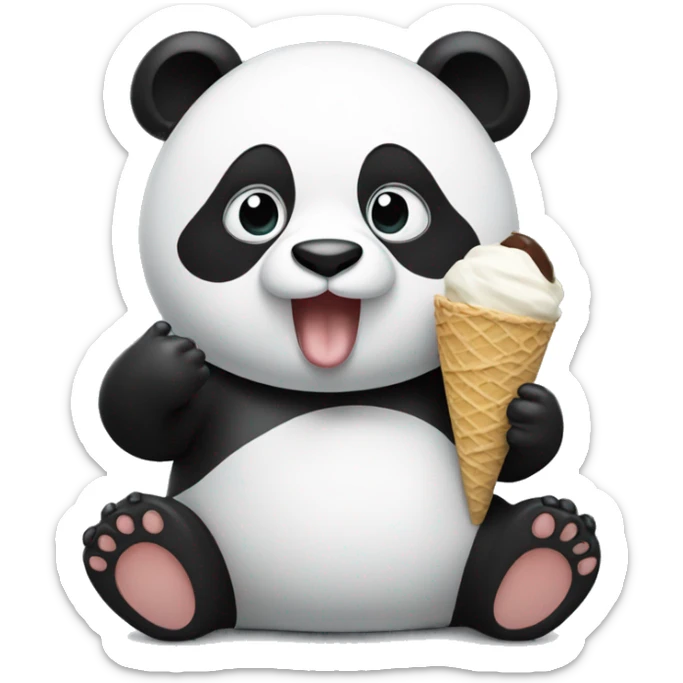 Panda eating ice cream sticker