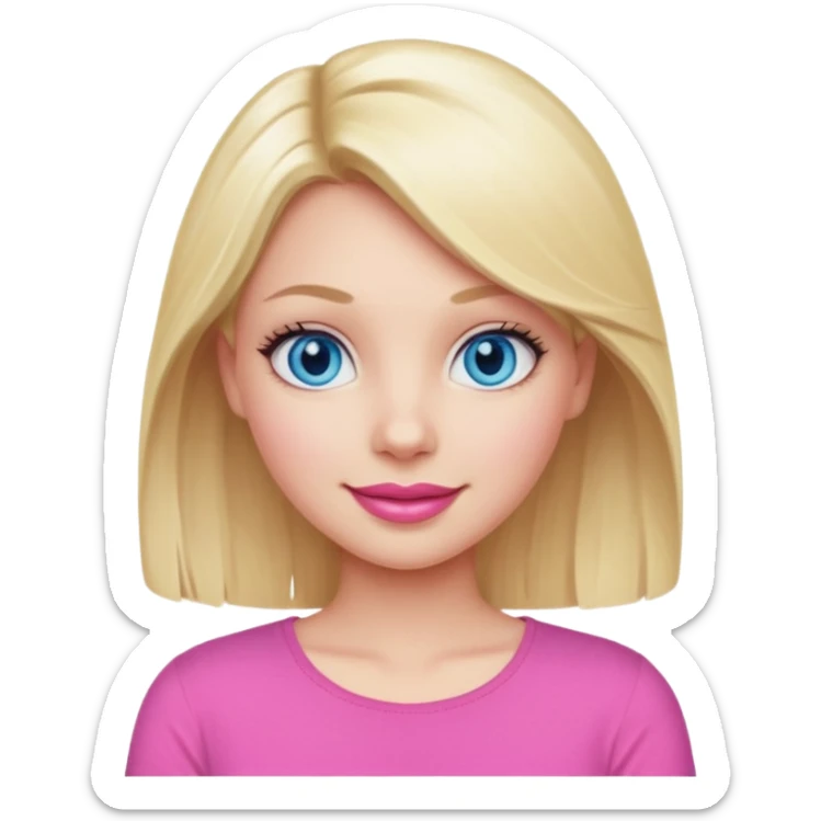 blonde girl blue eyes big pink lips bimbo pink top diva sticker
