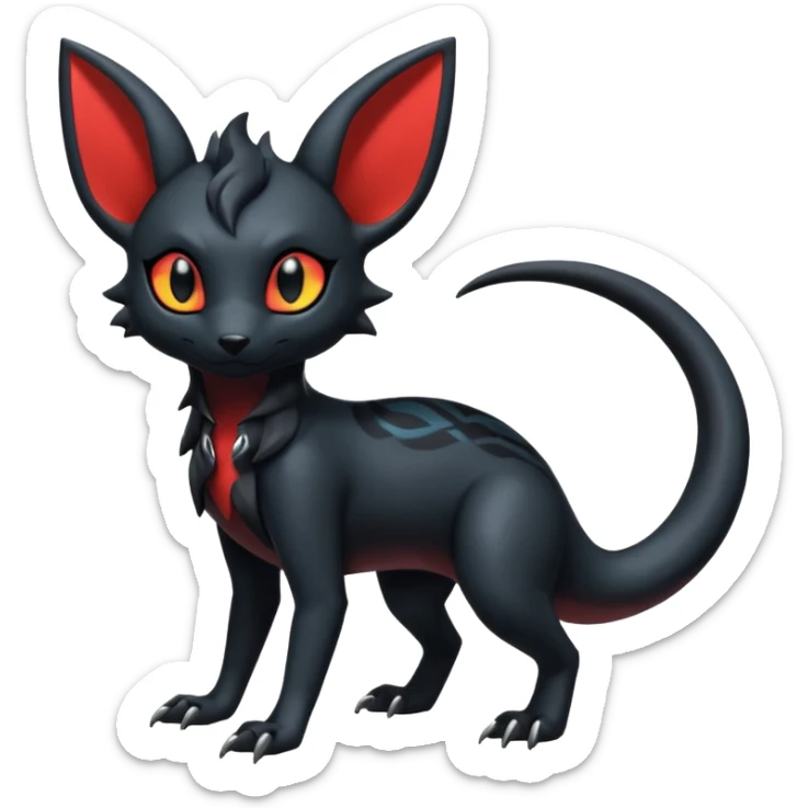 Shiny Dark Edgy Gothic Gloomy Futuristic Salandit-Umbreon-Noibat-Litten-Hybrid (Full body) sticker
