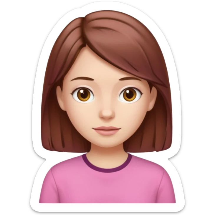 Cream girl with a pink shirt and a brown hair sticker