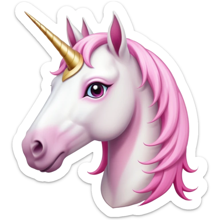 head of an anthropomorphised female unicorn horse, looking straight ahead, standard pose sticker