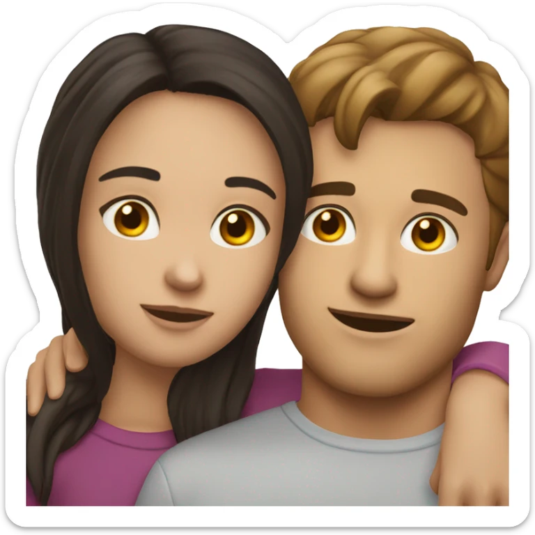 the brunette girl put her head on the shoulder of the brunette guy sticker