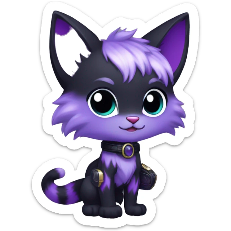 Anthro-Edgy-Cool-Black-Purple-Cat-Contrast-Colors-Fantasy-Fur-Sona-Chibi-Shiny-Fakémon-Hybrid full body sticker