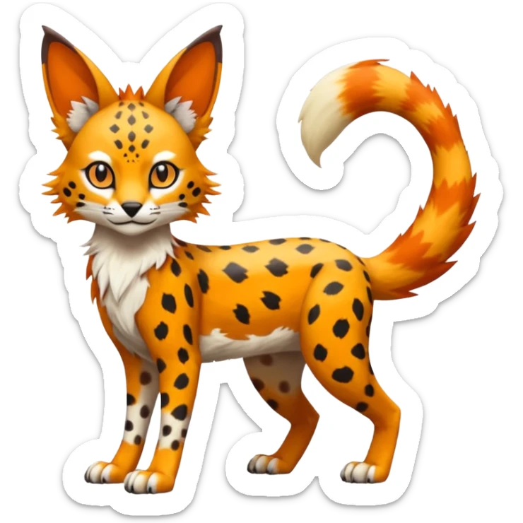 Colorful Bobcat-Sergal-Serval-Genet-Pokémon-Digimon-Fakémon-fusion-hybrid-creature sticker