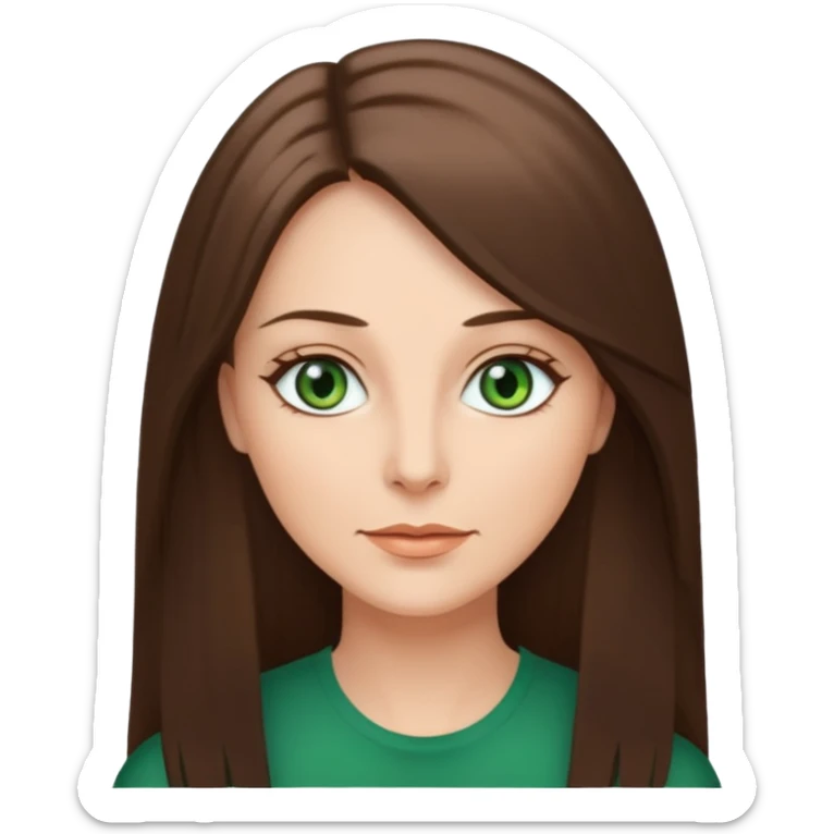 pretty middle age woman with green eyes and long straight ash-brown hair  sticker