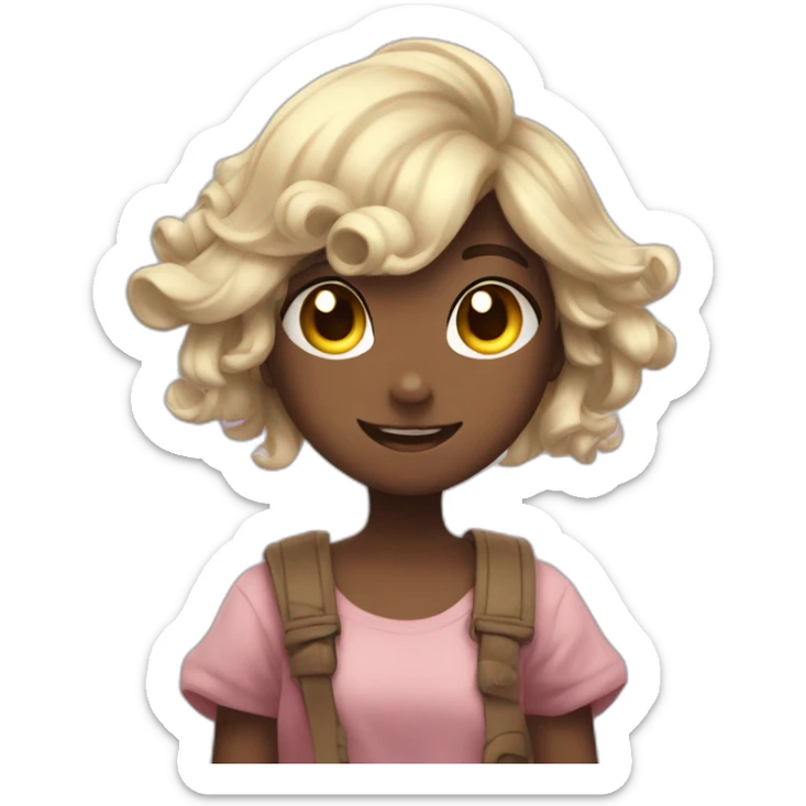 digital art of a Cute girl discord emoji wave to say hello sticker