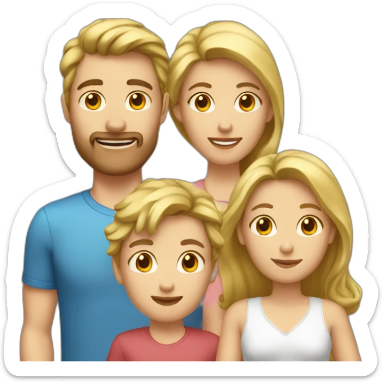 3 person family mom Gold hair, dad brown hair, boy blond hair sticker