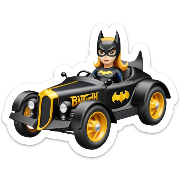 Hot wheels racing cartoons BatGirl’s 1932 stealth retro cat burglar sporty off-road pursuit mobile cruiser car (reclined seating position) sticker