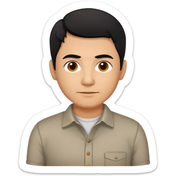 great job, now i would like a middle aged dark brown person with black hair on head in casual shirt sticker