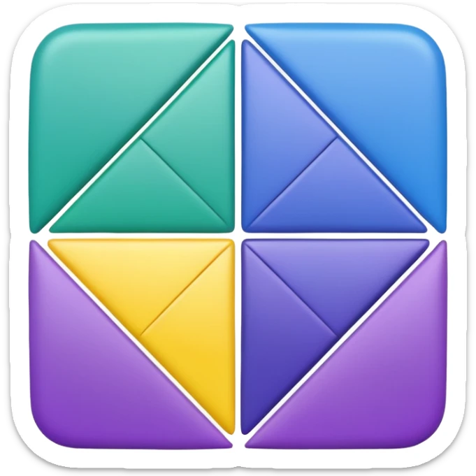 Bandera color azul amarillo morado y verde, seccionada en 4 partes iguales cuadradas sticker