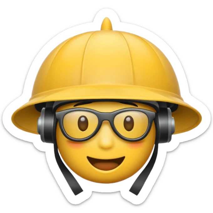 Erstelle mir einen Fallschirmspringer im emoji style mit Helm und Brille auf dem kopf und einem Tuch vor dem mund sticker