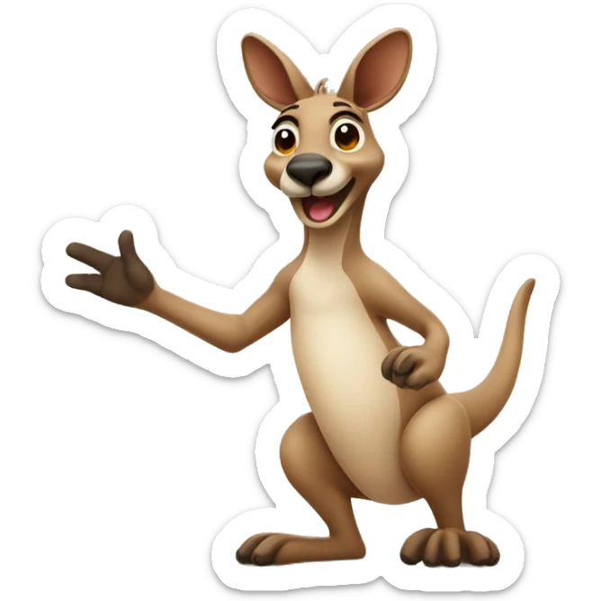 Waving kangaroo sticker