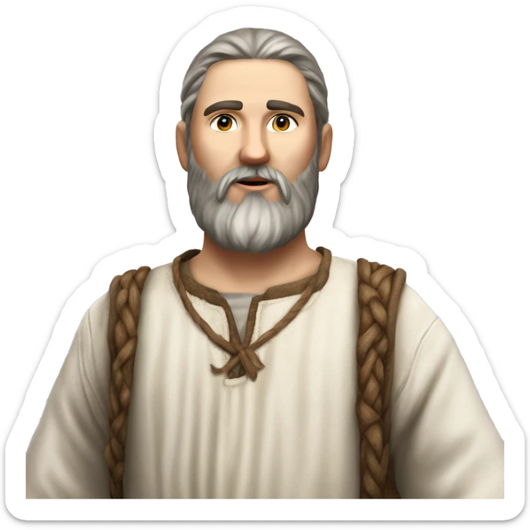 photorealistic white slavic peasant with beard full body, Slavic ethnic clothing sticker