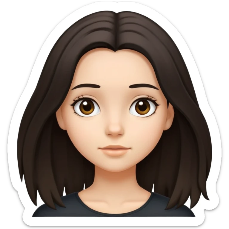 Chica con cabello hasta abajo de los hombros, que su cabello empiece negro pero termine ligeramente marron en las puntas sticker