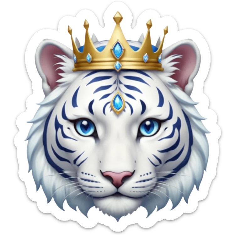 ESO Female white tiger khajiit leader of the umbral rose, blue eyes, blue 'third eye' gem, something symbolizing leadership ruling sticker