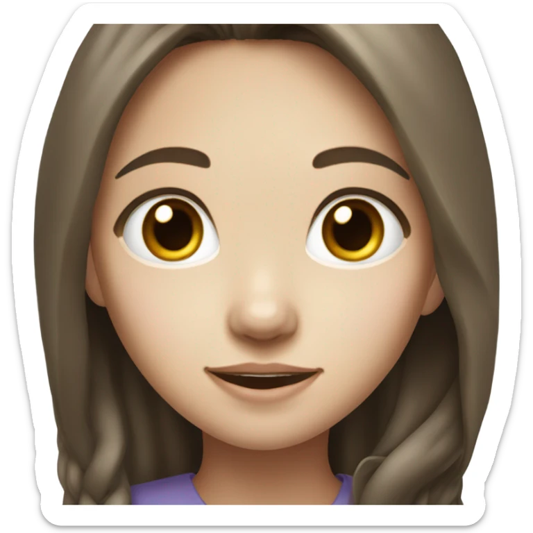 a girl with WHİTE skin LONG BROWN WAVY hair and chinese girl sticker