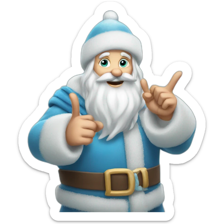 Father Frost shows hand sign of the horns sticker