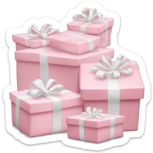 Light pink Christmas gifts under a white Christmas tree  sticker
