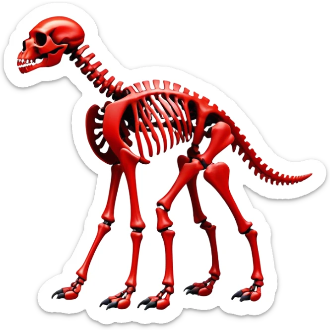 A black and red epic shiny cool edgy skeletal bone animal, full body sticker