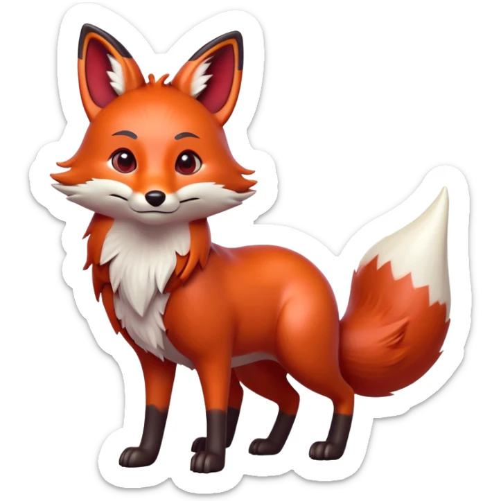 cinematic-[fox]-realistic-full-body-standing on all fours-emoji,-tail-tucked-close,-head-tilted-dramatically,-fox-[red]-fur,-simplified-yet-realistic-focused-features,-highly-detailed,-glowing-with-an-almost-sarcastic-glow big antlers sticker