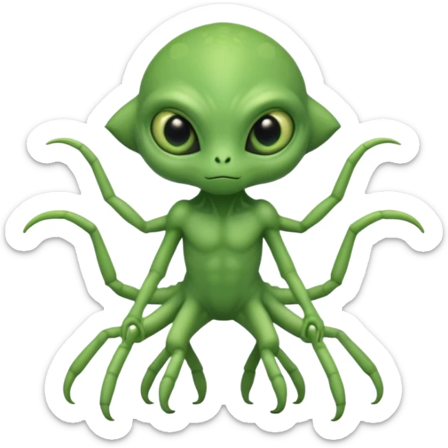 full body cute humanoid peacefull alien furry with 6 legs and eye stalks sticker