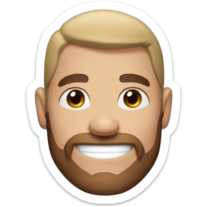 Irish superman, redish hair, blue eyes, redish brownish facial hair, muscular body, 180 pounds, smiling sticker