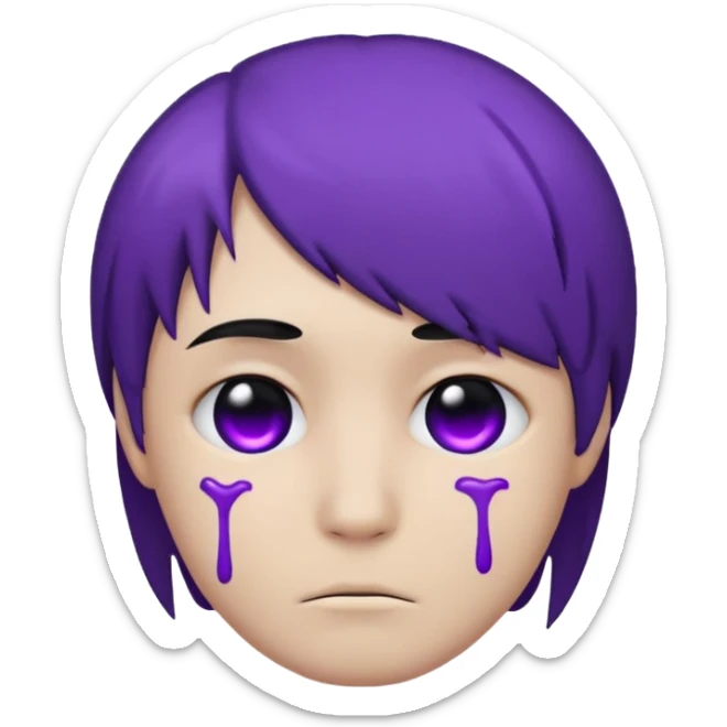 Normal emoji head, but with emo hair and black and purple paint around the eyes like an emo. And it’s looking sad sticker