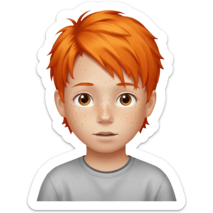 Kid with orange hair and lots of freckles  sticker