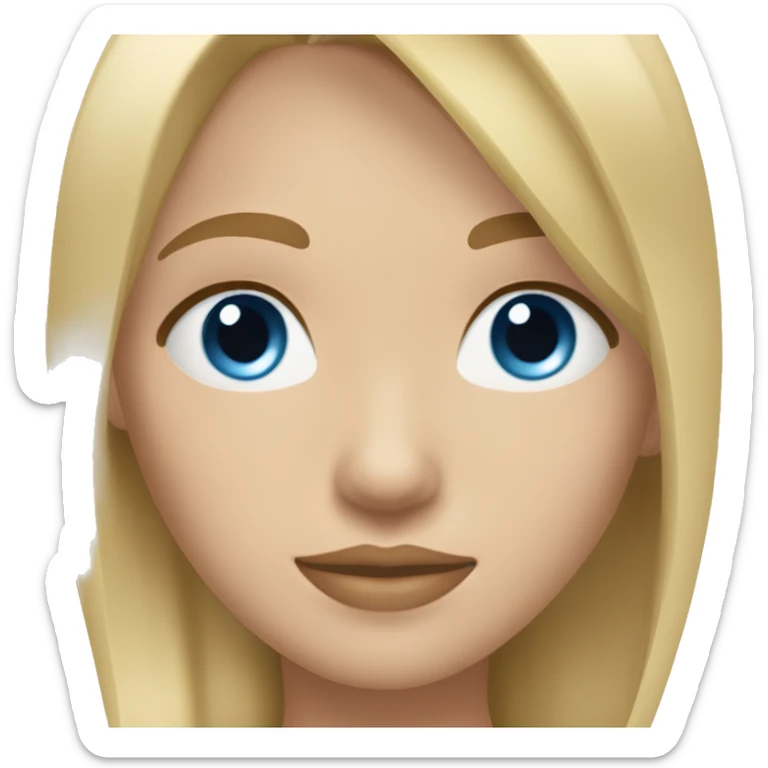 a blonde girl with straight hair blue eyes light skin tone kissy face sticker