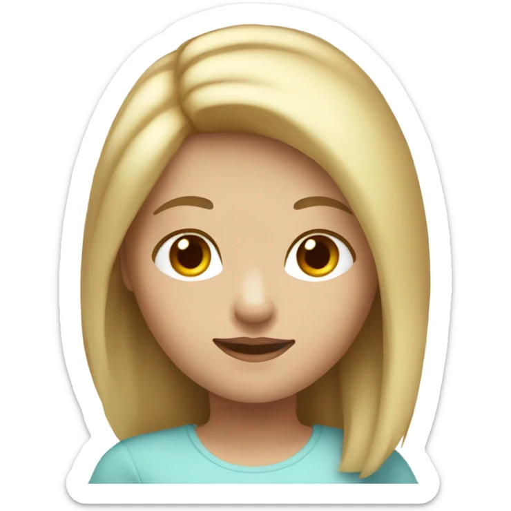 Girl with white skin and highlighting brown to blonde hair sticker