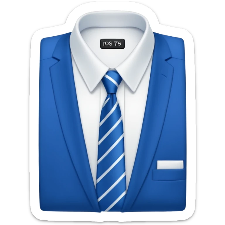 men's blue tie on white shirt, minimalism, no emojis or faces, iOS emoji style sticker
