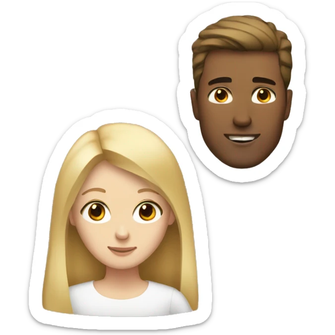White man with brown hair and blonde girl  sticker