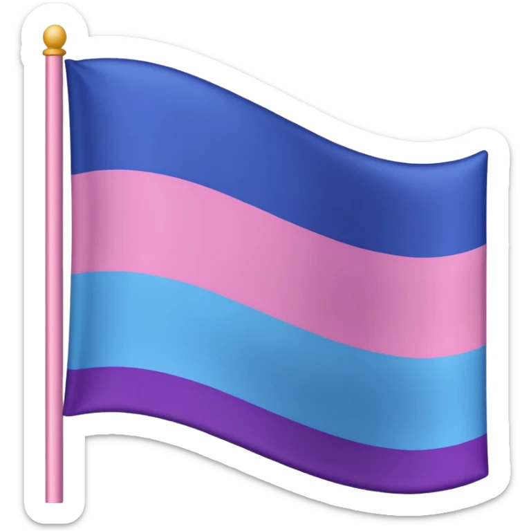 I want a flag, I want the first stripe at the very top of the flag to be pink 🩷. The middle stripe will be the color purple 💜. And finally the bottom stripe will be the color blue 💙. sticker