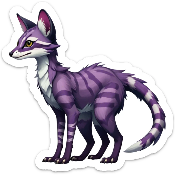 Feral Rare Fantasy dark colorful Vernid-Sergal-Genet-species by LiLaiRa, random markings, tufted tail, tufted ears, full body sticker