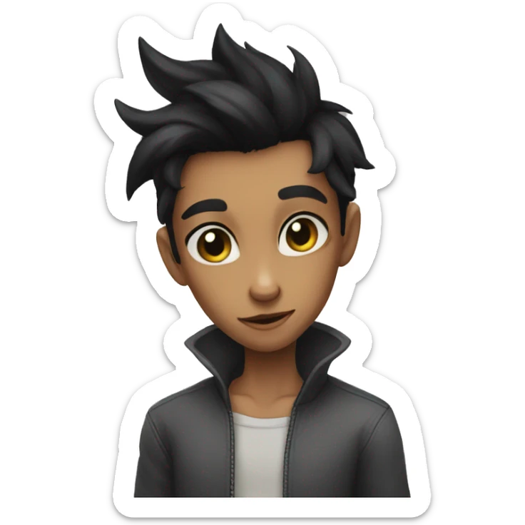 catfolk black hair thief teenager pretty sticker