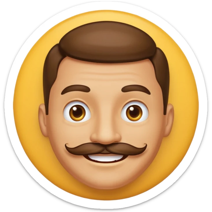 Happy yellow circular face of a posh male with a mustache sticker